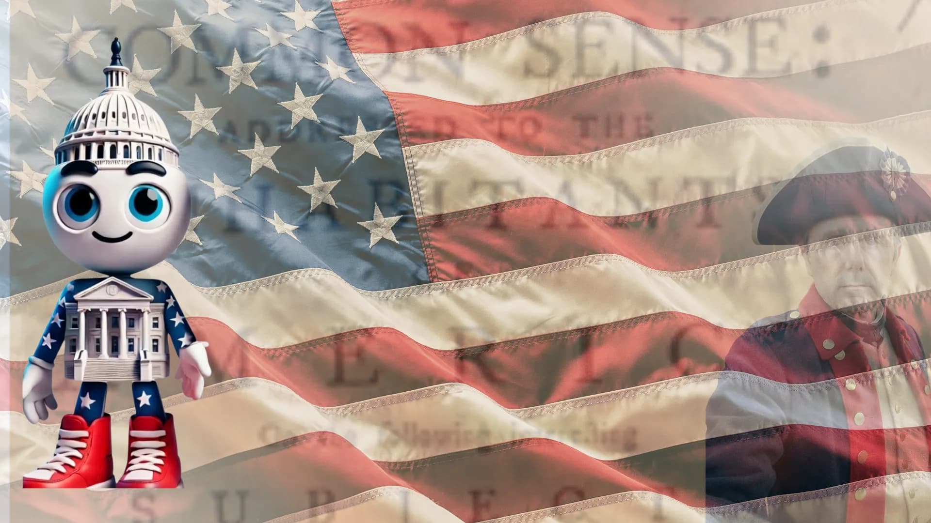 American flag and parchment background representing civic education